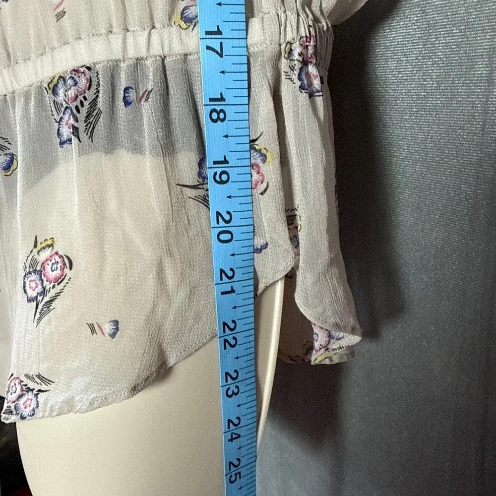 Etoile Isabel Marant Floral Silk Viscose Peplum Blouse Grey Pink Size 1 Small